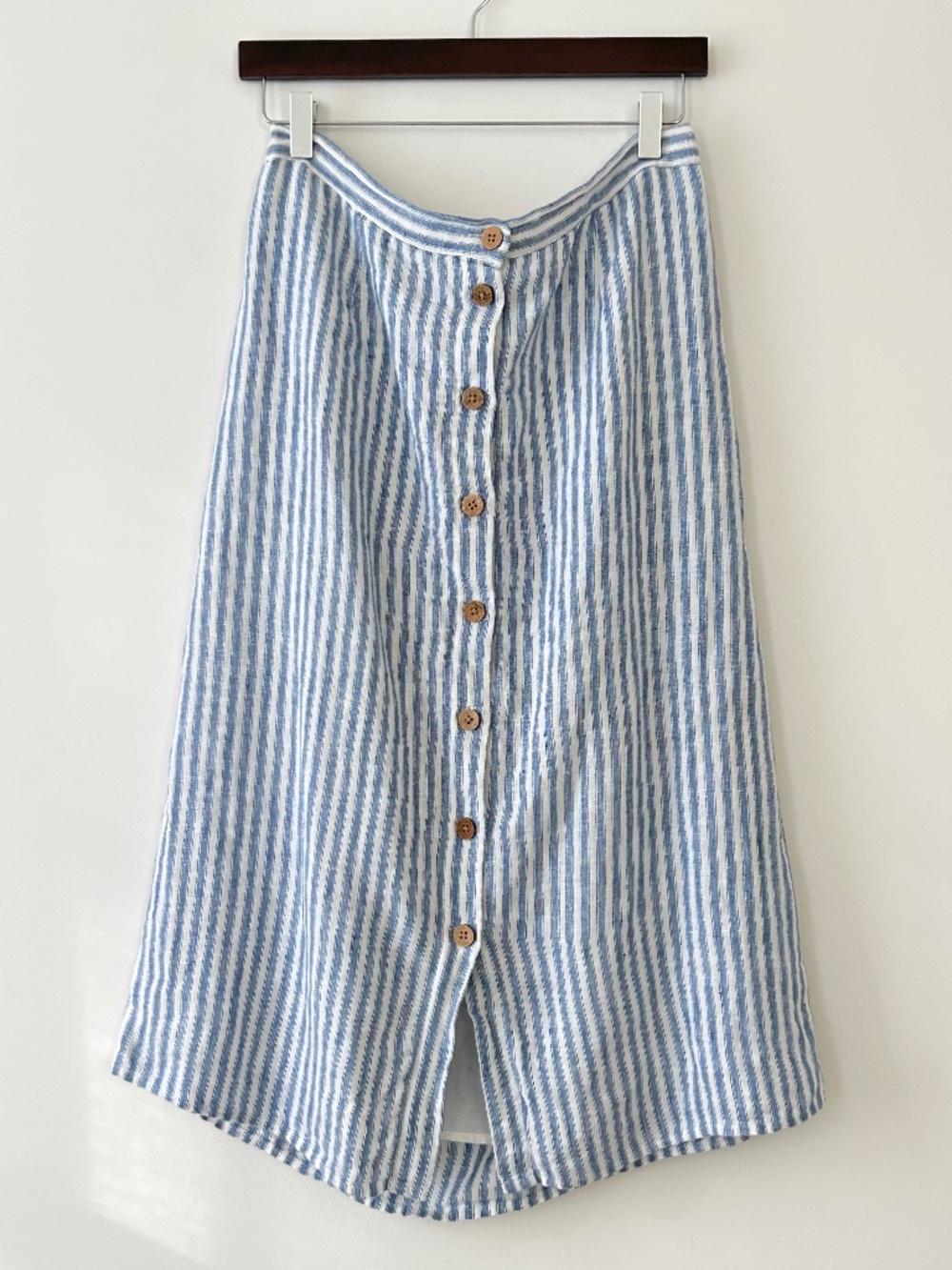 Faherty 100% Linen Blue White Striped Whitley Skirt